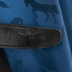 Pre Owned Stella McCartney Blue Horse Jacquard Silk Belted Maxi Dress S