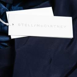 Pre Owned Stella McCartney Blue Horse Jacquard Silk Belted Maxi Dress S