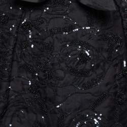 Pre Owned Stella McCartney Black Embellished Silk Bow Tie Detail Mini Skirt L