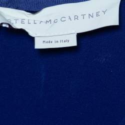 Pre Owned Stella McCartney Navy Blue Floral Wool Jacquard Knit Skater Mini Dress L