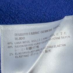 Pre Owned Stella McCartney Navy Blue Floral Wool Jacquard Knit Skater Mini Dress L