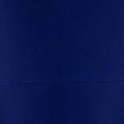 Pre Owned Stella McCartney Navy Blue Floral Wool Jacquard Knit Skater Mini Dress L