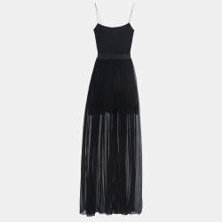 Stella McCartney Black Silk Pleated Sheer Corset Gown M