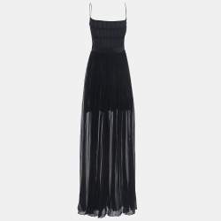 Stella McCartney Black Silk Pleated Sheer Corset Gown M