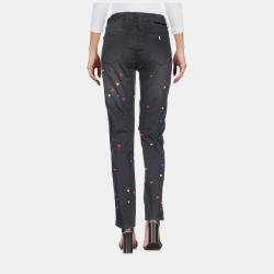 Pre Owned Stella McCartney Black Denim Heart Embroidered Jeans S (SIZE 25)