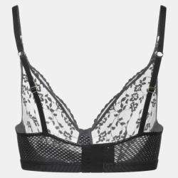 Pre Owned Stella Mccartney Black Floral Lace Bra Size 32 C