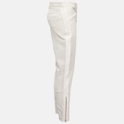 Stella McCartney Cream Side Stripe Wool Blend Formal Trousers S