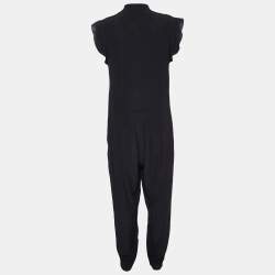 Pre Owned Stella McCartney Black Silk Ruffled Jumpsuit M