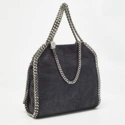 Pre Owned Stella McCartney Black Faux Suede Mini Falabella Tote