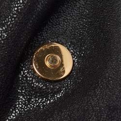 Pre Owned Stella McCartney Black Faux Leather Fold Over Falabella Tote
