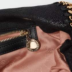 Pre Owned Stella McCartney Black Faux Leather Fold Over Falabella Tote
