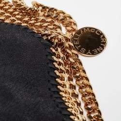 Pre Owned Stella McCartney Black Faux Leather Fold Over Falabella Tote