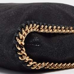 Pre Owned Stella McCartney Black Faux Leather Fold Over Falabella Tote