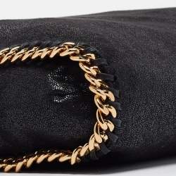 Pre Owned Stella McCartney Black Faux Leather Fold Over Falabella Tote