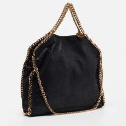 Pre Owned Stella McCartney Black Faux Leather Fold Over Falabella Tote