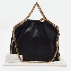 Pre Owned Stella McCartney Black Faux Leather Fold Over Falabella Tote