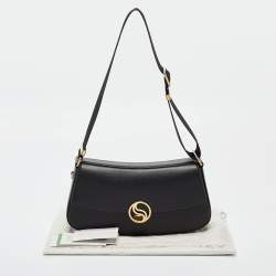 Pre Owned Stella McCartney Black Leather S-Wave Shoulder Bag
