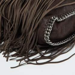 Pre Owned Stella McCartney Dark Brown Faux Suede Fringe Small Falabella Tote