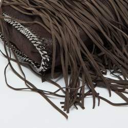 Pre Owned Stella McCartney Dark Brown Faux Suede Fringe Small Falabella Tote