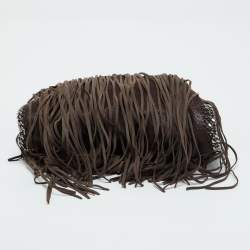 Pre Owned Stella McCartney Dark Brown Faux Suede Fringe Small Falabella Tote