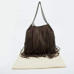 Pre Owned Stella McCartney Dark Brown Faux Suede Fringe Small Falabella Tote