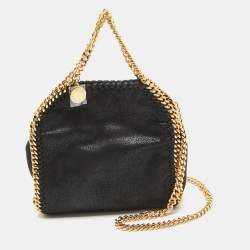 Pre Owned Stella McCartney Black Faux Suede Tiny Falabella Shoulder Bag