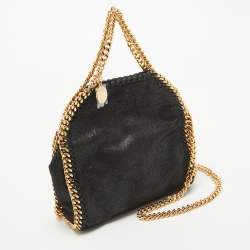 Pre Owned Stella McCartney Black Faux Suede Tiny Falabella Shoulder Bag