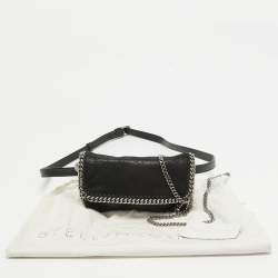 Stella McCartney Black Faux Leather Mini Falabella Flap Convertible Belt Bag