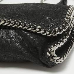 Stella McCartney Black Faux Leather Mini Falabella Flap Convertible Belt Bag