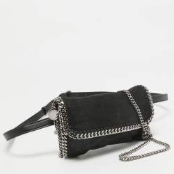 Stella McCartney Black Faux Leather Mini Falabella Flap Convertible Belt Bag