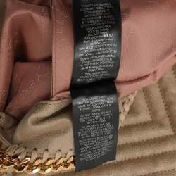 Pre Owned Stella McCartney Cream Chevron Quilted Faux Suede Mini Falabella Tote