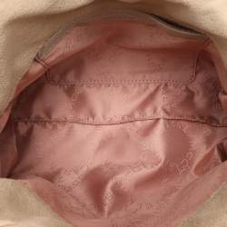 Pre Owned Stella McCartney Cream Chevron Quilted Faux Suede Mini Falabella Tote