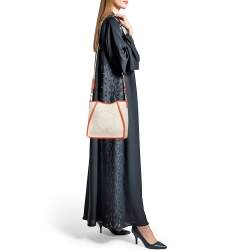 Pre Owned Stella McCartney Beige/Orange Canvas and Faux Leather Logo Crossbody Bag