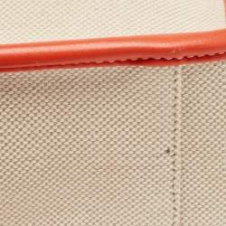 Pre Owned Stella McCartney Beige/Orange Canvas and Faux Leather Logo Crossbody Bag