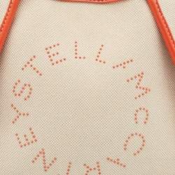 Pre Owned Stella McCartney Beige/Orange Canvas and Faux Leather Logo Crossbody Bag