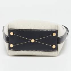 Pre Owned Stella McCartney Cream/Black Canvas and Leather Small Logo Tote