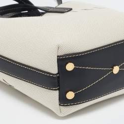 Pre Owned Stella McCartney Cream/Black Canvas and Leather Small Logo Tote