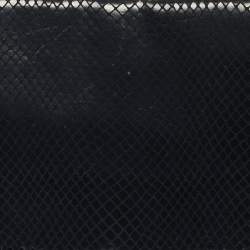 مملوكة مسبقًا Stella McCartney Black Python Effect Faux Suede Falabella Fold Over Clutch