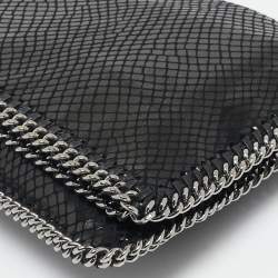 مملوكة مسبقًا Stella McCartney Black Python Effect Faux Suede Falabella Fold Over Clutch