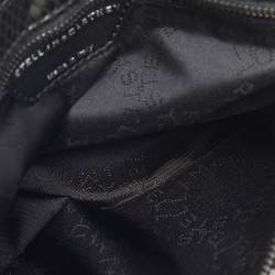 مملوكة مسبقًا Stella McCartney Black Python Effect Faux Suede Falabella Fold Over Clutch