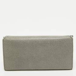 Stella McCartney Grey Faux Leather Falabella Flap Continental Wallet