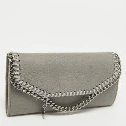 Stella McCartney Grey Faux Leather Falabella Flap Continental Wallet