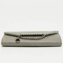 Stella McCartney Grey Faux Leather Falabella Flap Continental Wallet