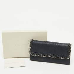 Stella McCartney Navy Blue Faux Leather Falabella Continental Wallet