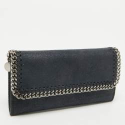 Stella McCartney Navy Blue Faux Leather Falabella Continental Wallet