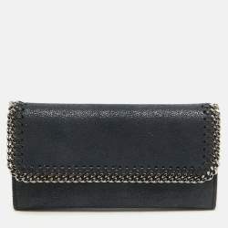Stella McCartney Navy Blue Faux Leather Falabella Continental Wallet