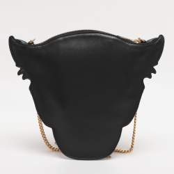 Pre Owned Stella McCartney White/Black Leather Wild Cats Chain Crossbody Bag