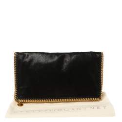 Pre Owned Stella McCartney Black Faux Leather Falabella Fold Over Clutch