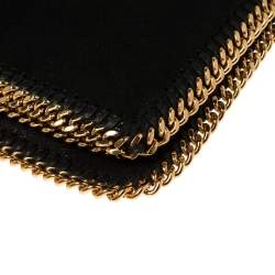 Pre Owned Stella McCartney Black Faux Leather Falabella Fold Over Clutch