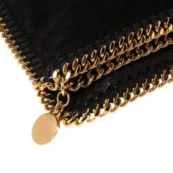 Pre Owned Stella McCartney Black Faux Leather Falabella Fold Over Clutch